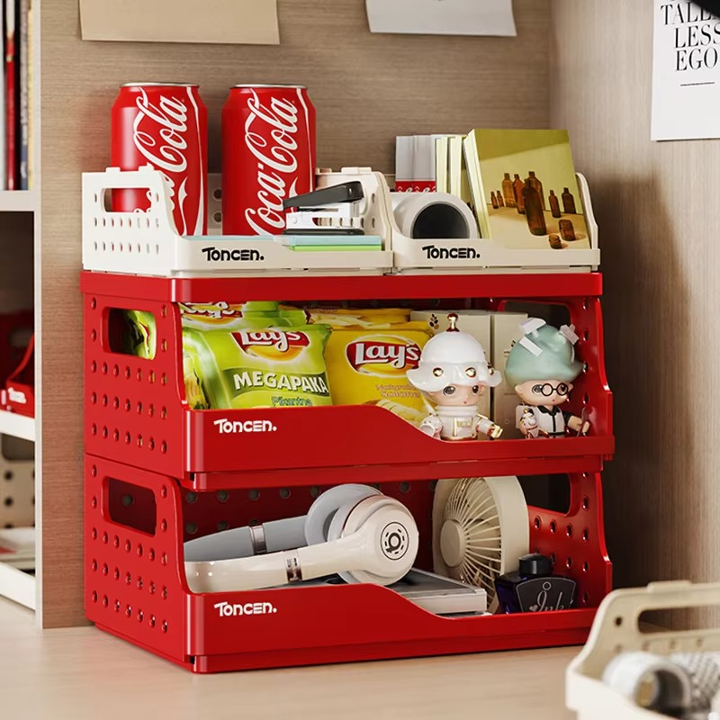 Stackable Office Desk Organizer – 3-Tier Storage Box with 2 Large and 2 Small Compartments for Documents, Stationery and Desktop Organization