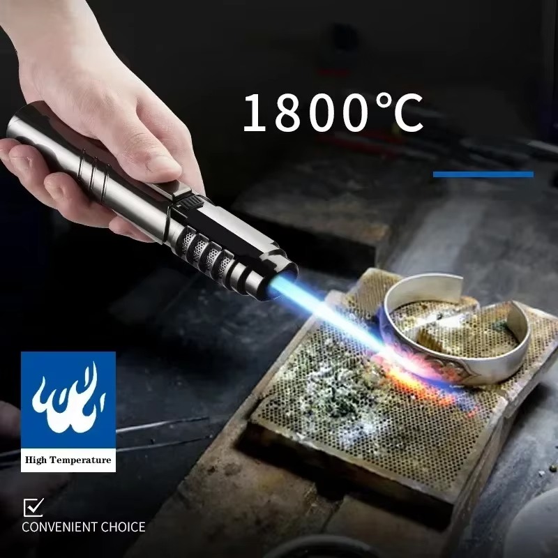 High-Temperature Butane Torch – 1800°C Windproof Jet Flame Lighter with Adjustable Powerful Blue Flame for Outdoor, Cooking and Workshop Use