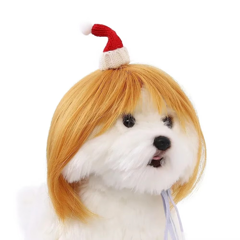 Pet Wig for Dogs & Cats – DIY Trimmable Curly or Straight Hair Costume Wig for Halloween, Parties, Photoshoots and Fun Pet Dress-Up