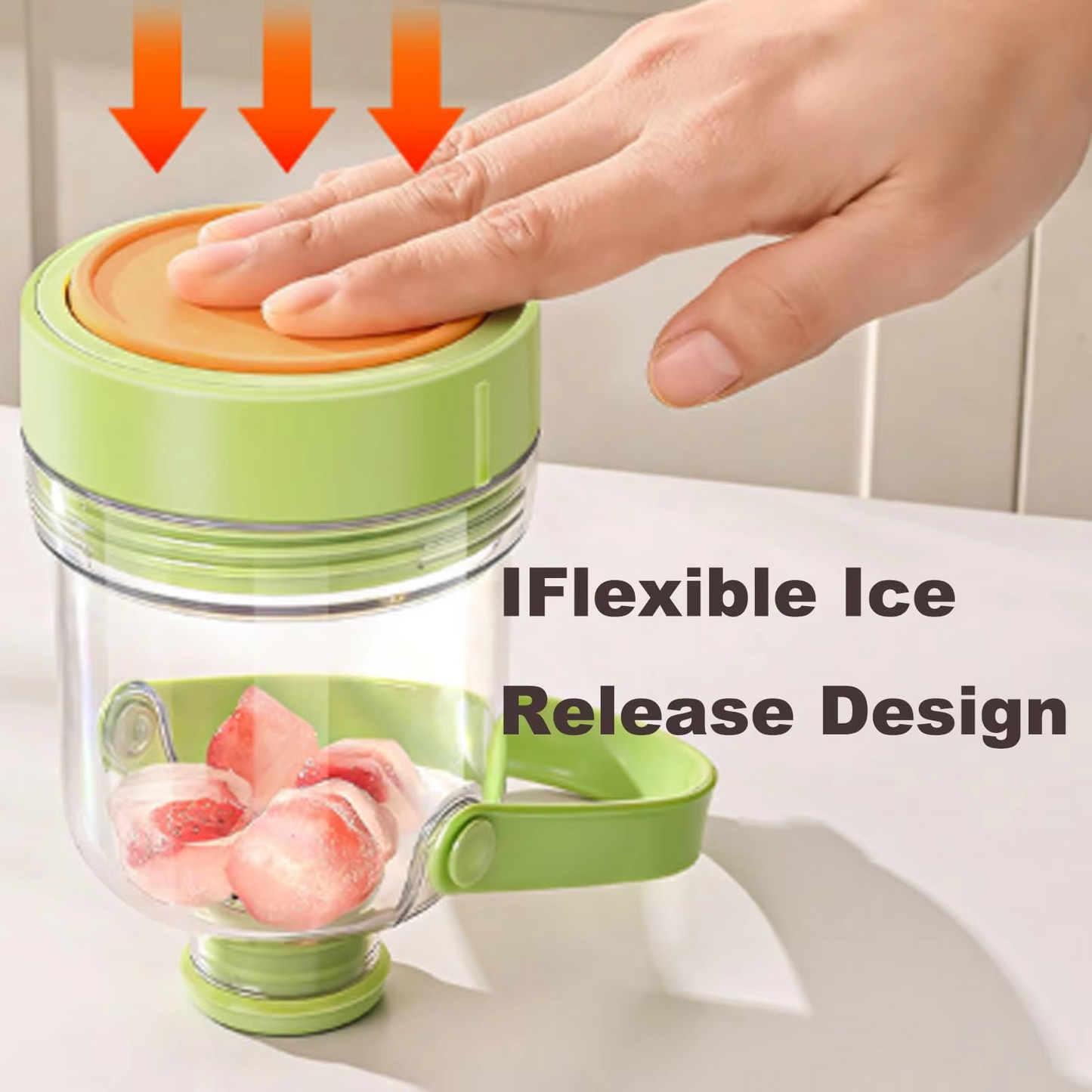 Ice Maker Water Bottle – 2-in-1 Portable Water Bottle with Built-in Silicone Ice Cube Tray, Easy Press Ice Release for Cold Drinks, Gym, Travel and Outdoor Use