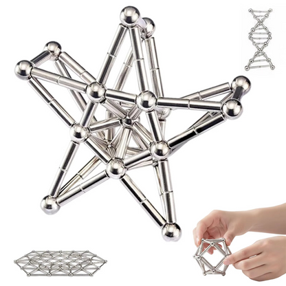 Kids Magnetic Building Stick Set – 36 Rods and 27 Blocks Construction Puzzle Toy for Creative Building, Preschool Learning and STEM Play