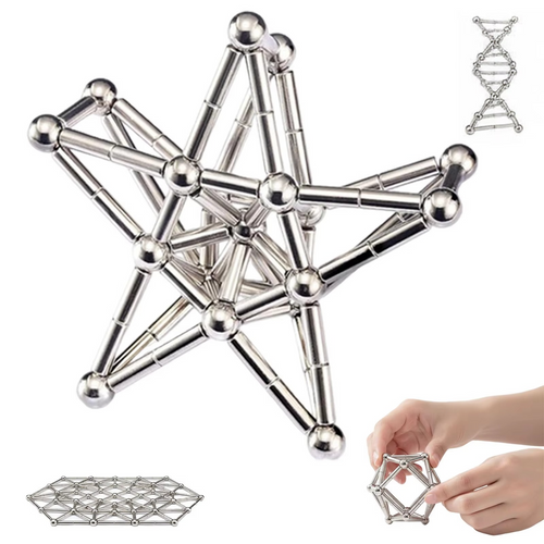 Kids Magnetic Building Stick Set – 36 Rods and 27 Blocks Construction Puzzle Toy for Creative Building, Preschool Learning and STEM Play
