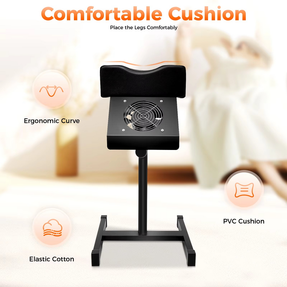 Professional Pedicure Stool – Height Adjustable Manicure Chair with Footrest and Built-In Dust Cleaning Fan for Nail Salon, Spa and Beauty Treatments