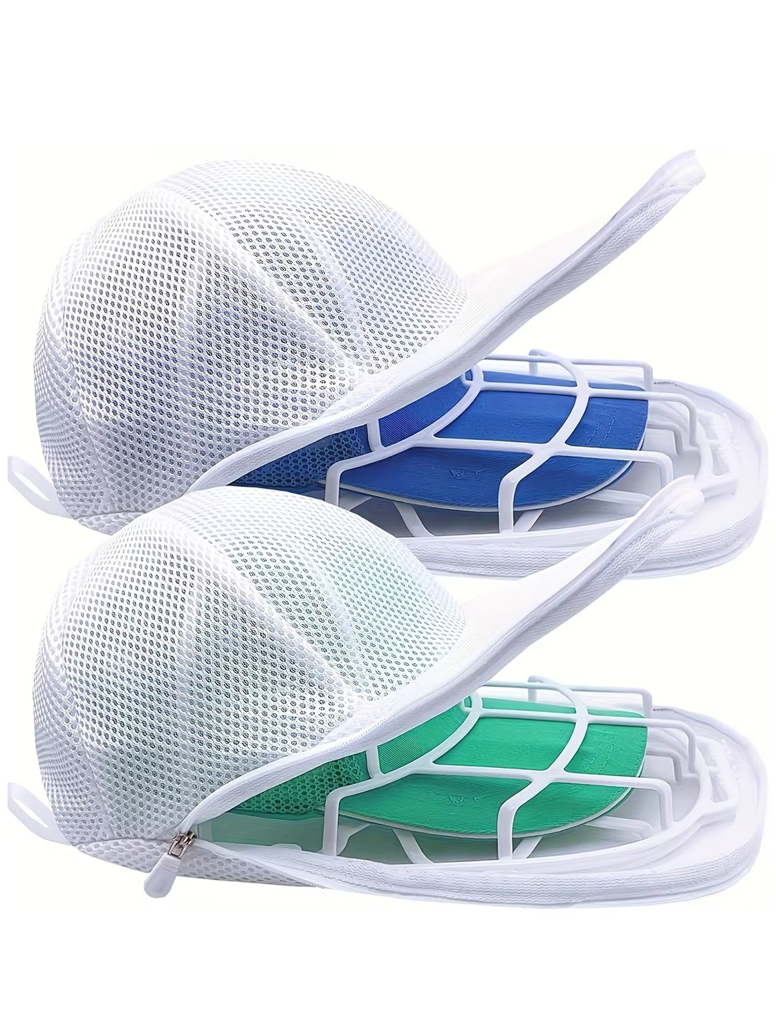 Baseball Cap Washer Cage - Rigid Hat Frame plus Mesh Wash Bag, Holds a Cap's Shape in the Washing Machine or Dishwasher