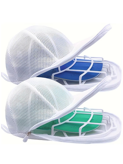 Baseball Cap Washer Cage - Rigid Hat Frame plus Mesh Wash Bag, Holds a Cap's Shape in the Washing Machine or Dishwasher