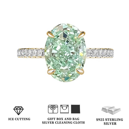 Silver Tanzanite Ring – Mint Green Oval Tanzanite with Ice-Cut Zircon Accents for Women, Elegant Jewelry, Special Occasions and Gifts