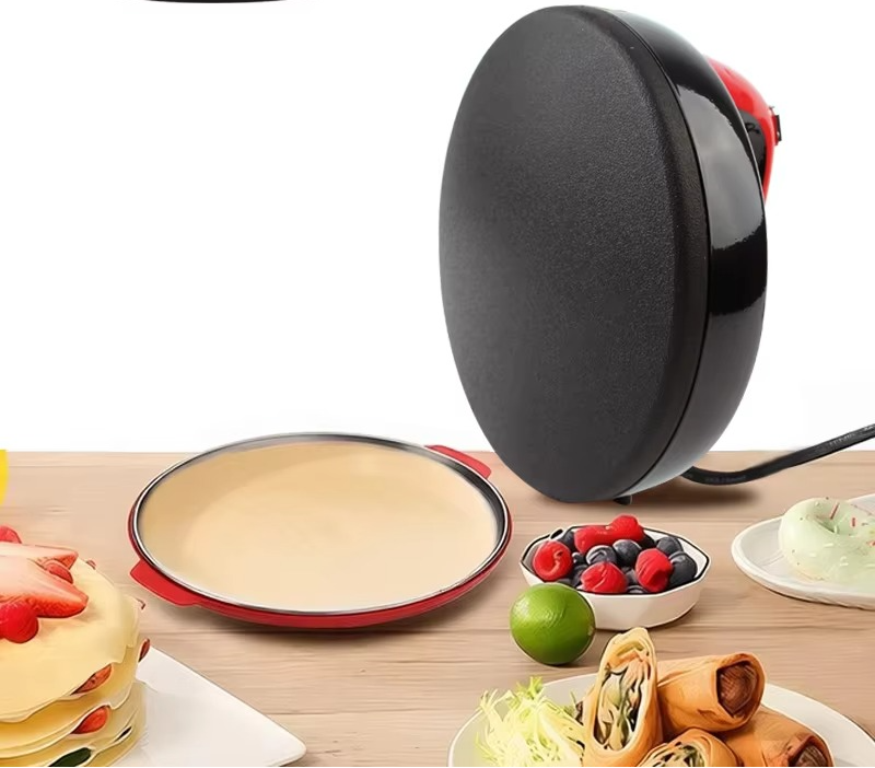 Automatic Electric Crepe Maker – Non-Stick Baking Pan for Crepes, Pancakes, Pizza, Spring Rolls and Easy Home Kitchen Cooking