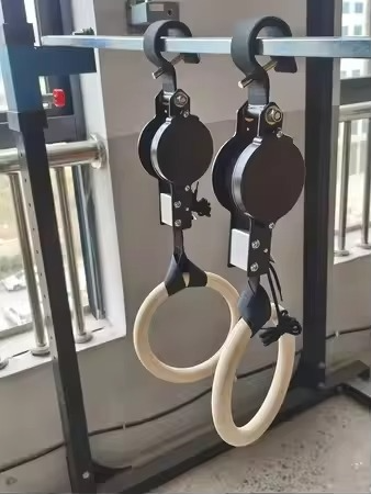Adjustable Wooden Gymnastics Rings – Birch Wood Fitness Rings with Heavy-Duty Straps for Pull-Ups, Calisthenics, CrossFit and Home Gym Training