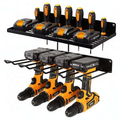 Wall-Mounted Power Tool Rack – Metal Electric Drill Storage Shelf for Garage, Workshop and Organized Tool Storage