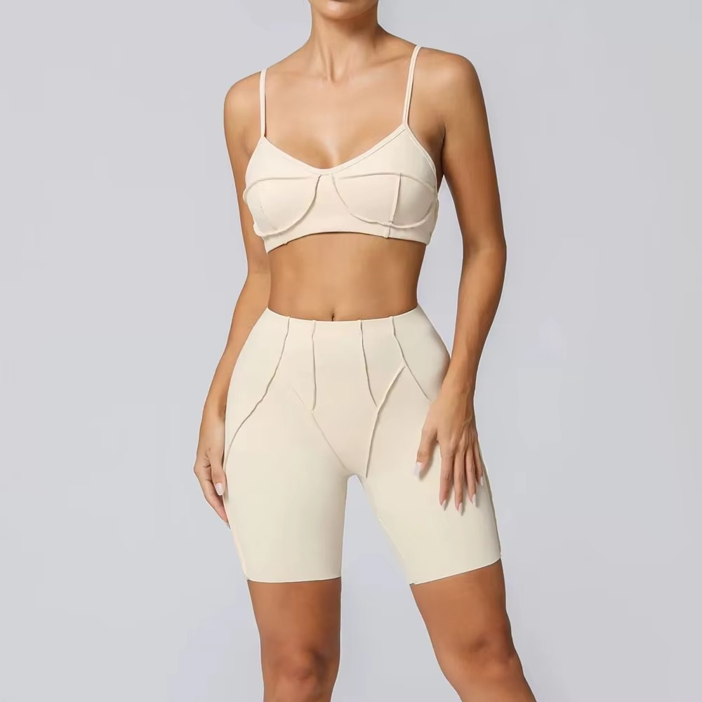 Women’s Gym Workout Set – Sports Bra & Biker Shorts Yoga Outfit for Fitness, Training, Running and Activewear