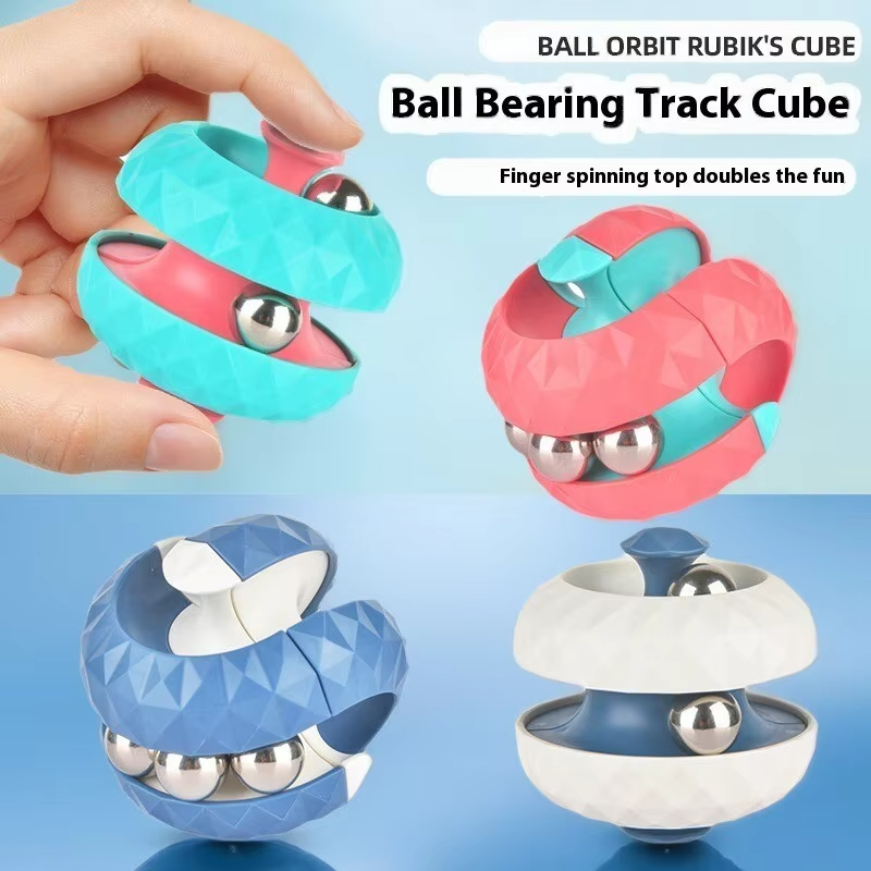 Track Ball Sensory Fidget Cube – Infinite Flip Decompression Toy with Rolling Ball for Stress Relief, Focus, Finger Play and Sensory Stimulation