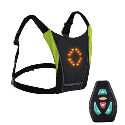 LED Reflective Cycling Vest – Safety Turn Signal Backpack Vest for Night Riding, Hiking and Outdoor Visibility