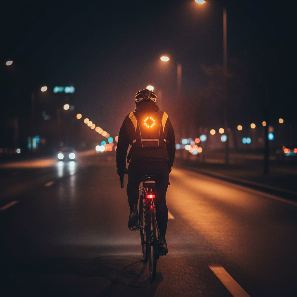 LED Reflective Cycling Vest – Safety Turn Signal Backpack Vest for Night Riding, Hiking and Outdoor Visibility