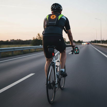 LED Reflective Cycling Vest – Safety Turn Signal Backpack Vest for Night Riding, Hiking and Outdoor Visibility