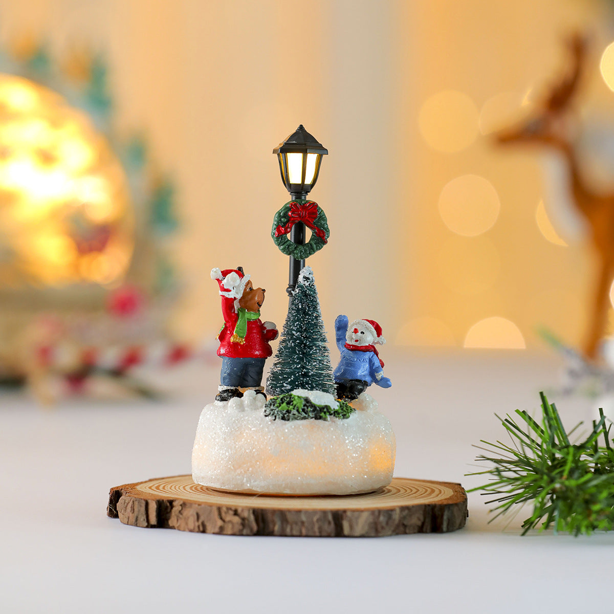 LED Christmas Country Statue – Cute Lighted Holiday Table Ornament for Festive Home Decor, Mantels, Shelves and Memorable Christmas Gift Giving
