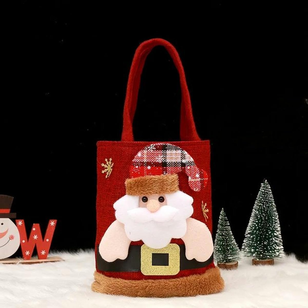 Christmas Linen Gift Bag – Reusable Candy Storage Sack for Holiday Parties and Festive Gift Packaging