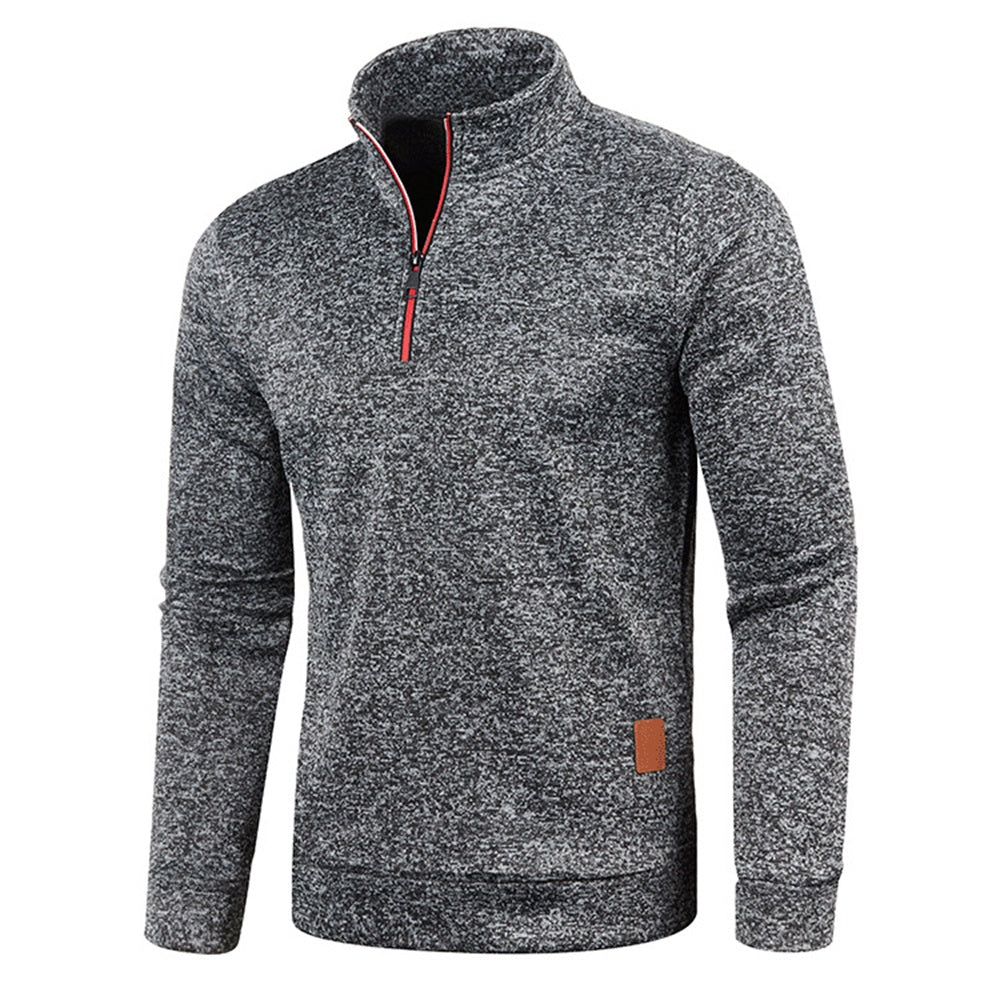 Half Zip Sweatshirt - Thick Pullover Hoodie with Turtleneck Design for Autumn Outdoor Wear and Casual Street Fashion