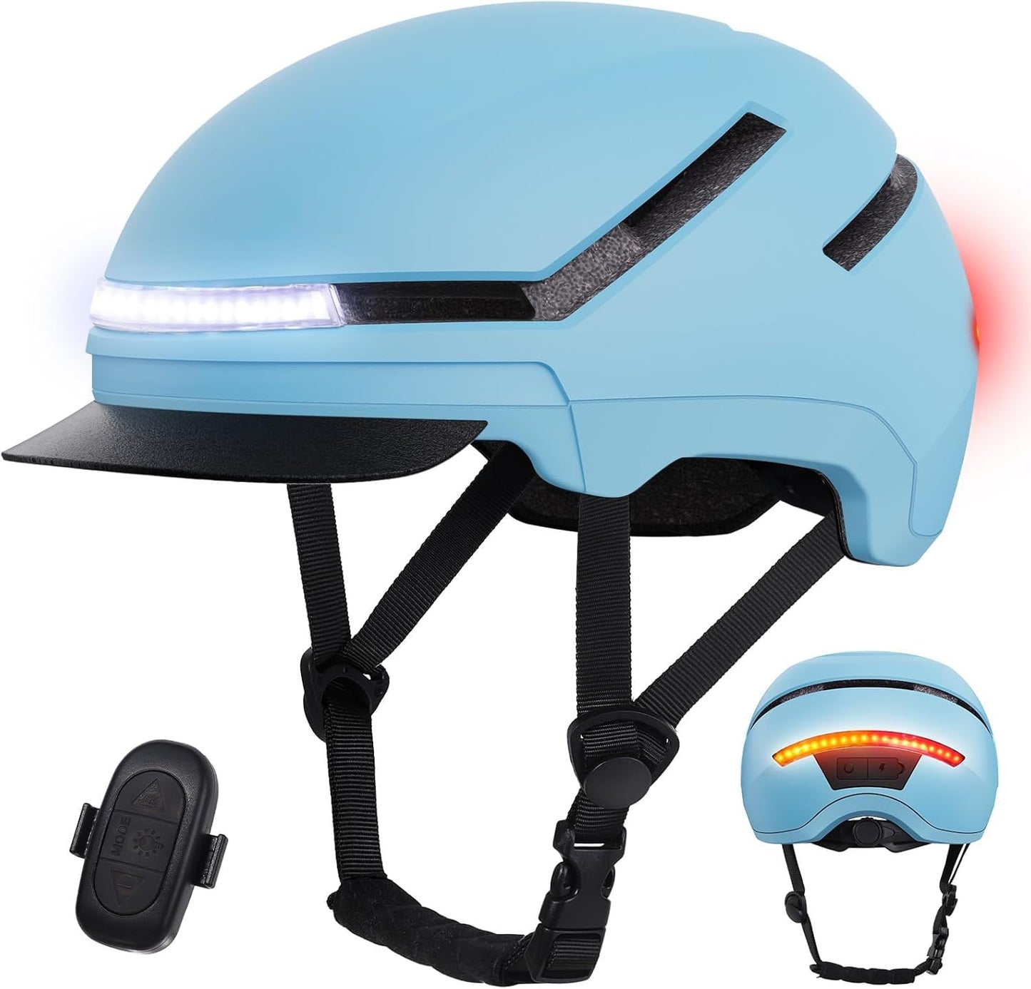 Shinmax Bicycle Helmet – Adult Mountain and Road Cycling Helmet with Front and Rear Lights for Commuting, Outdoor Riding and Safety