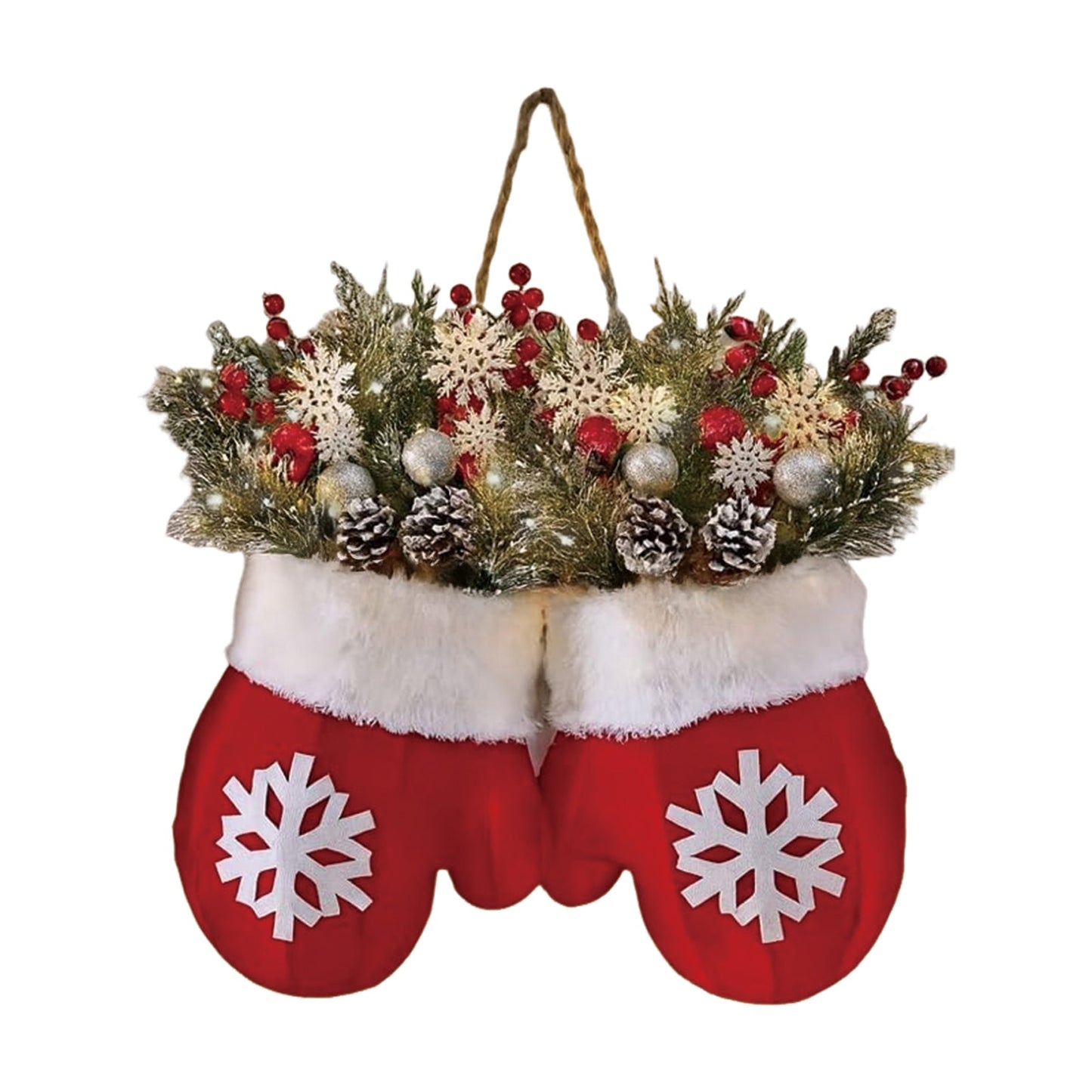 LED Christmas Glove Wreath – Lighted Holiday Door Garland Decoration for Walls, Entryways and Festive Home Displays