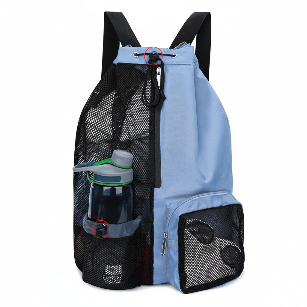Mesh Drawstring Sports Backpack – Lightweight Beach and Basketball Storage Bag for Swimming, Gym and Outdoor Activities
