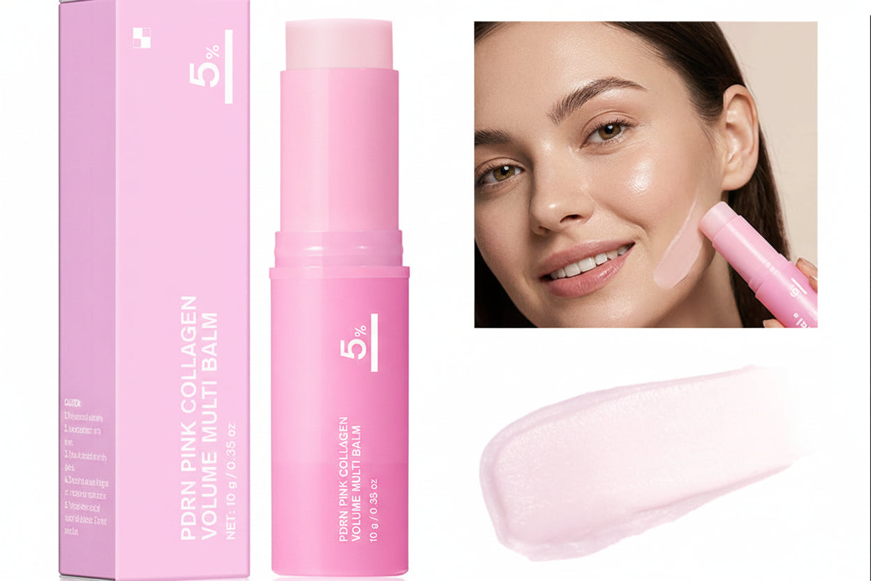 Pink Collagen Multi Balm Stick – Deep Hydrating Facial Moisturizer for Brightening, Plumping, Smoothing and Everyday Korean Skincare