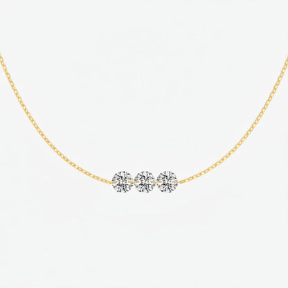 Genuine S925 Silver Zircon Necklace – Three Sparkling Stones with Adjustable Sliding Length for Minimalist Luxury Styling and Elegant Men’s or Women’s Jewelry