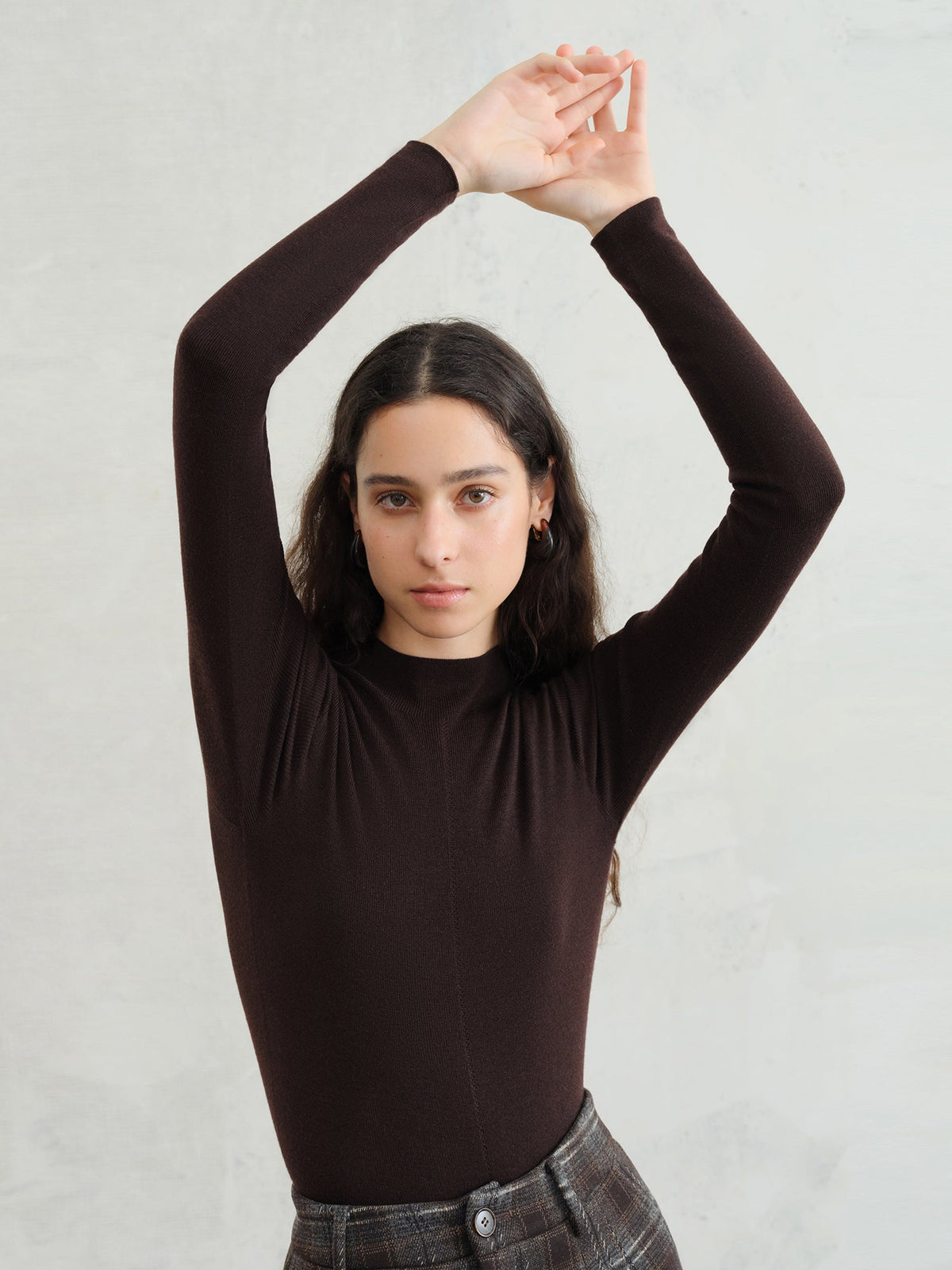 German Biella Wool Thermal Top – Seamless Mock Neck Base Layer Shirt for Women with Lightweight Warmth and Comfort