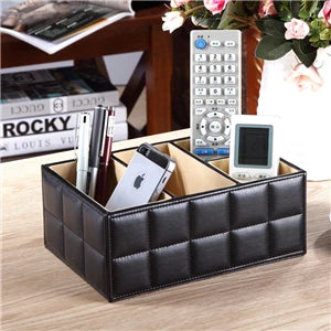 Luxury PU Leather Storage Box – Elegant Cosmetic Organizer with Makeup, Remote Control and Phone Holder for Home and Office