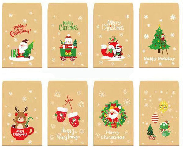 Christmas Kraft Gift Bags – Cookie and Biscuit Wrapping Paper Bags for Holiday Treats, Party Favors and Gift Packaging