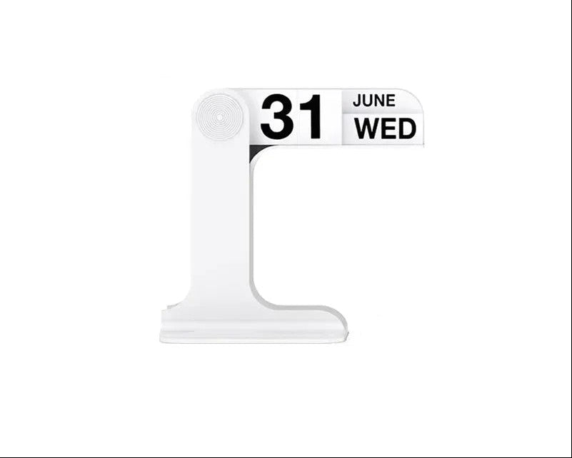 Modern Rotating Desk Calendar– Minimalist Desktop Planner with Black and White Design and One-Touch Operation for Home Office
