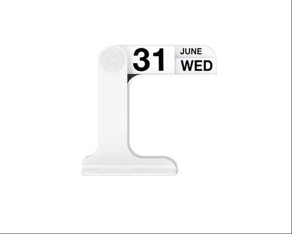 Modern Rotating Desk Calendar– Minimalist Desktop Planner with Black and White Design and One-Touch Operation for Home Office