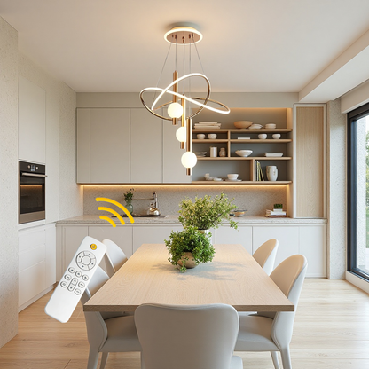 Lollipop LED Pendant Light – Adjustable Three Color Hanging Lamp with Remote Control for Dining Room, Bedroom and Modern Interiors