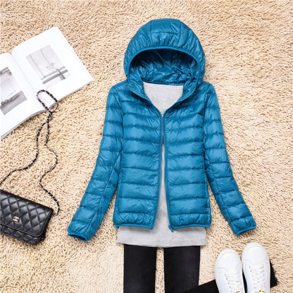 Women’s Ultra Lightweight Packable Puffer Jacket – Hooded Plus Size Down Coat for Spring, Autumn Travel and Everyday Warmth