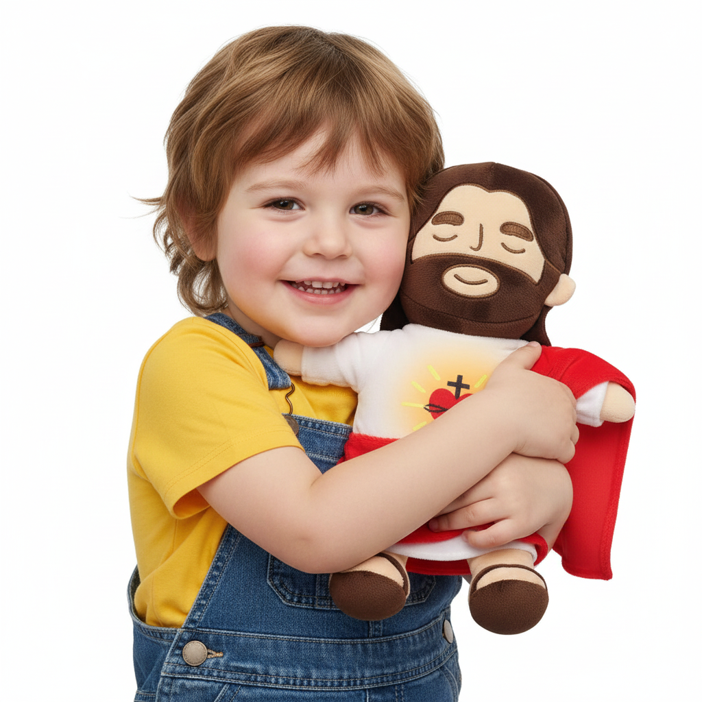 Breathing Jesus Plush Toy – Sacred Heart Comfort Plushie with Calming Breathing Modes for Kids, Easter and Christmas Gifts