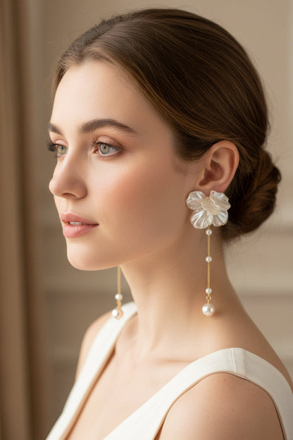 Pearl Tassel Earrings – Elegant 925 Silver Needle Drop Earrings for Weddings, Parties and Sophisticated Daily Wear