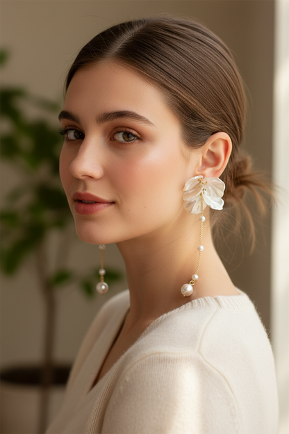 Pearl Tassel Earrings – Elegant 925 Silver Needle Drop Earrings for Weddings, Parties and Sophisticated Daily Wear