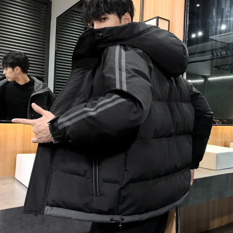 Men's Quilted Winter Jacket - Heavyweight Windproof Padded Coat for Skiing, Outdoor Wear and Cold Weather