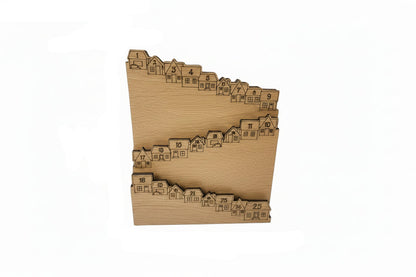 Wooden Advent Calendar House – 25 Day Christmas Countdown Decoration for Holiday Home Displays