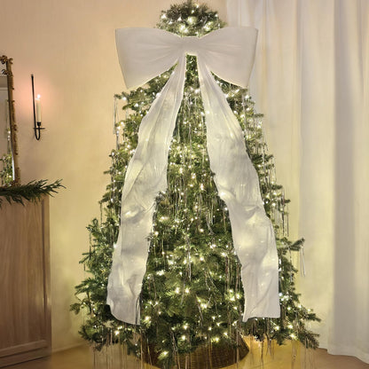 Large Christmas Bow Decoration – Oversized Holiday Ribbon Ornament for Trees, Wreaths, Doors and Party Displays