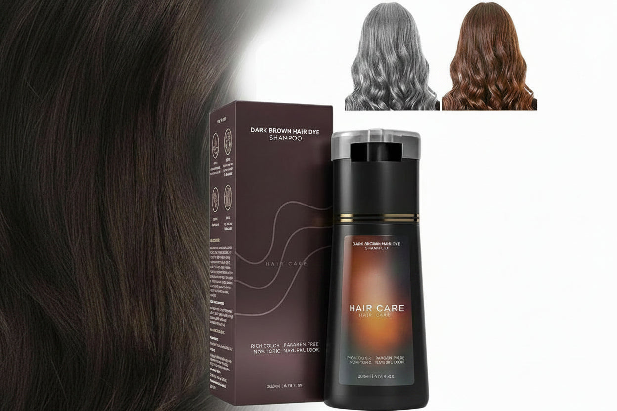Gray Hair Dye Shampoo – Semi-Permanent Hair Color Treatment for Women and Men with Black, Brown or Purple Shades for Easy At-Home Coverage