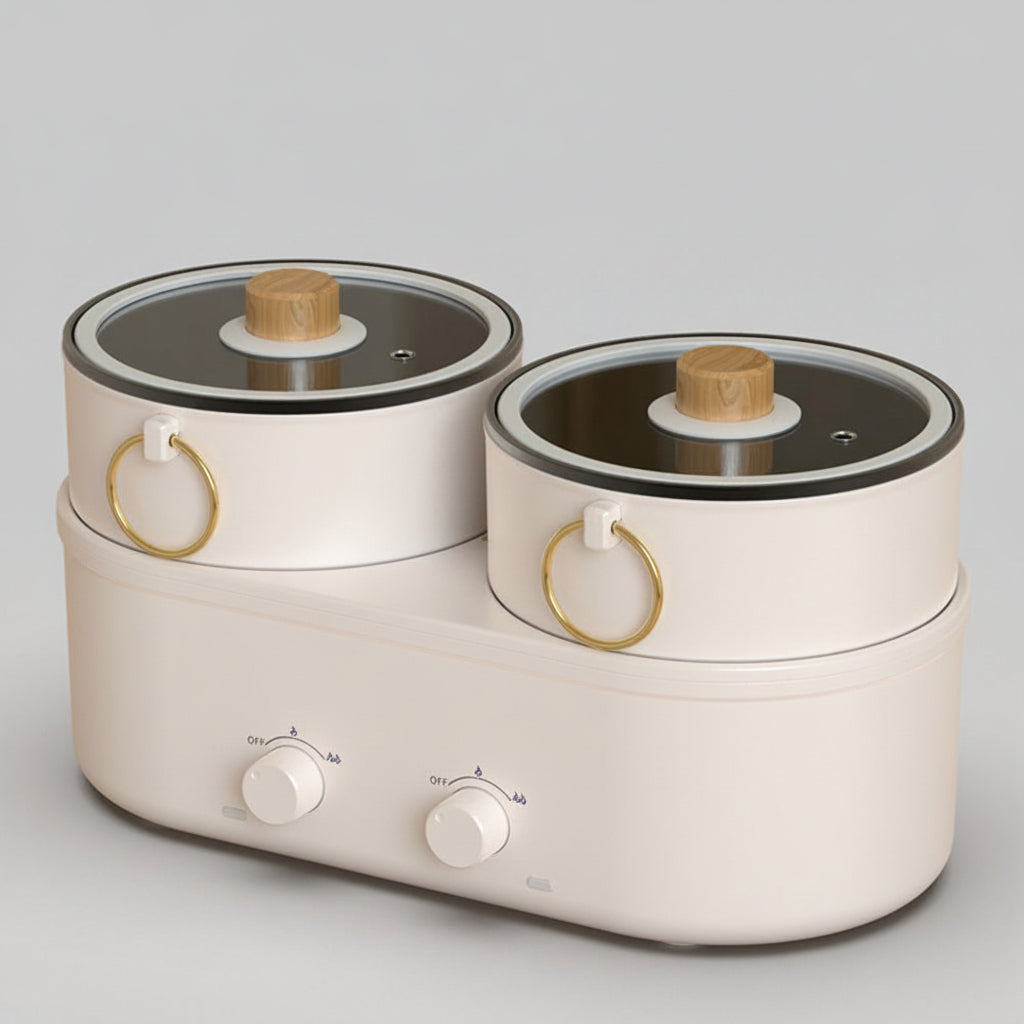 Electric Multi Cooker Hot Pot – Split Double Cooking Pot for Boiling, Steaming and Family Meals with Convenient Heating