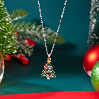 Rhinestone Christmas Tree Necklace – Sparkling Snowflake Pendant with Zircon Accents for Elegant Holiday Jewelry and Gift Giving