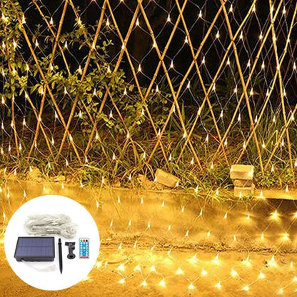 Outdoor Solar Curtain Lights – Waterproof Mesh Fairy Lights with Remote for Gardens, Weddings and Christmas Decor