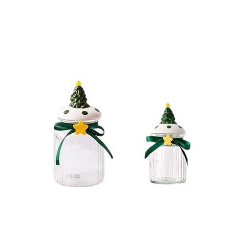 Christmas Glass Storage Jar – Food Grade Candy, Tea and Nut Container with Festive Design for Kitchen Holiday Organization