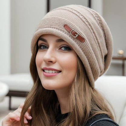 Women's Fleece Lined Knit Beanie – Warm Oversized Winter Hat for Outdoor Travel, Daily Wear and Cold Weather Protection