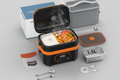 Gison Heated Lunch Box – 18000mAh Portable Electric Food Warmer with LED Display for Work, Car and Travel Meals
