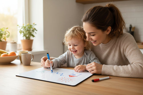 Magnetic Dry Erase Fridge Board - Flexible Whiteboard Memo Planner Sheet for Grocery Lists, Notes and Kitchen Organization