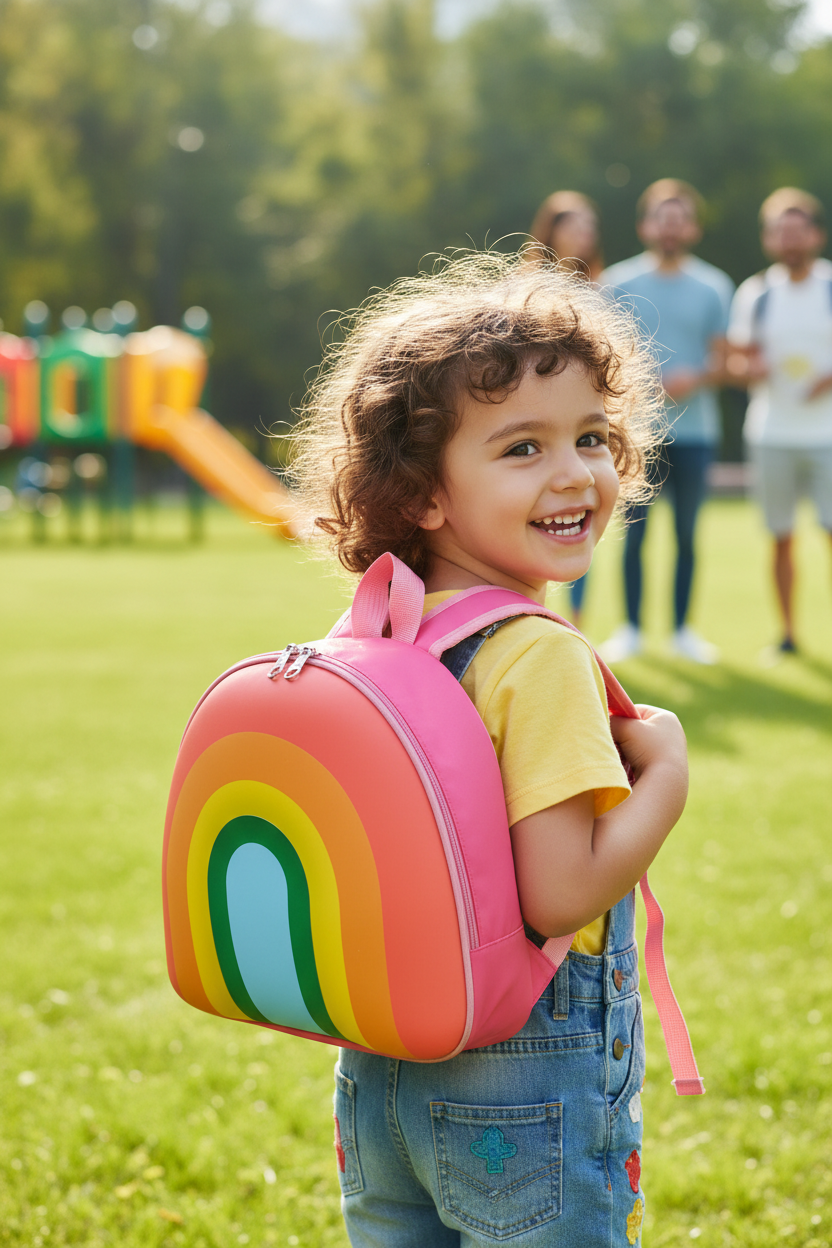 Rainbow Kids Backpack – Waterproof Kindergarten School Bag with Large Opening for Preschool Boys and Girls Daily Essentials