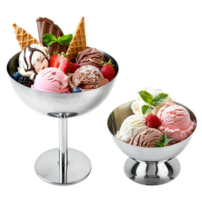 Stainless Steel Goblet Dessert Bowls – Elegant 2026 Ice Cream, Salad, Fruit and Snack Cups for Home Dining, KTV Bars and Parties