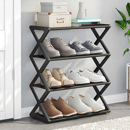 Foldable Shoe Rack – 4 Tier Stable Home Footwear Organizer for Entryway, Dorm, Living Room and Small Space Storage
